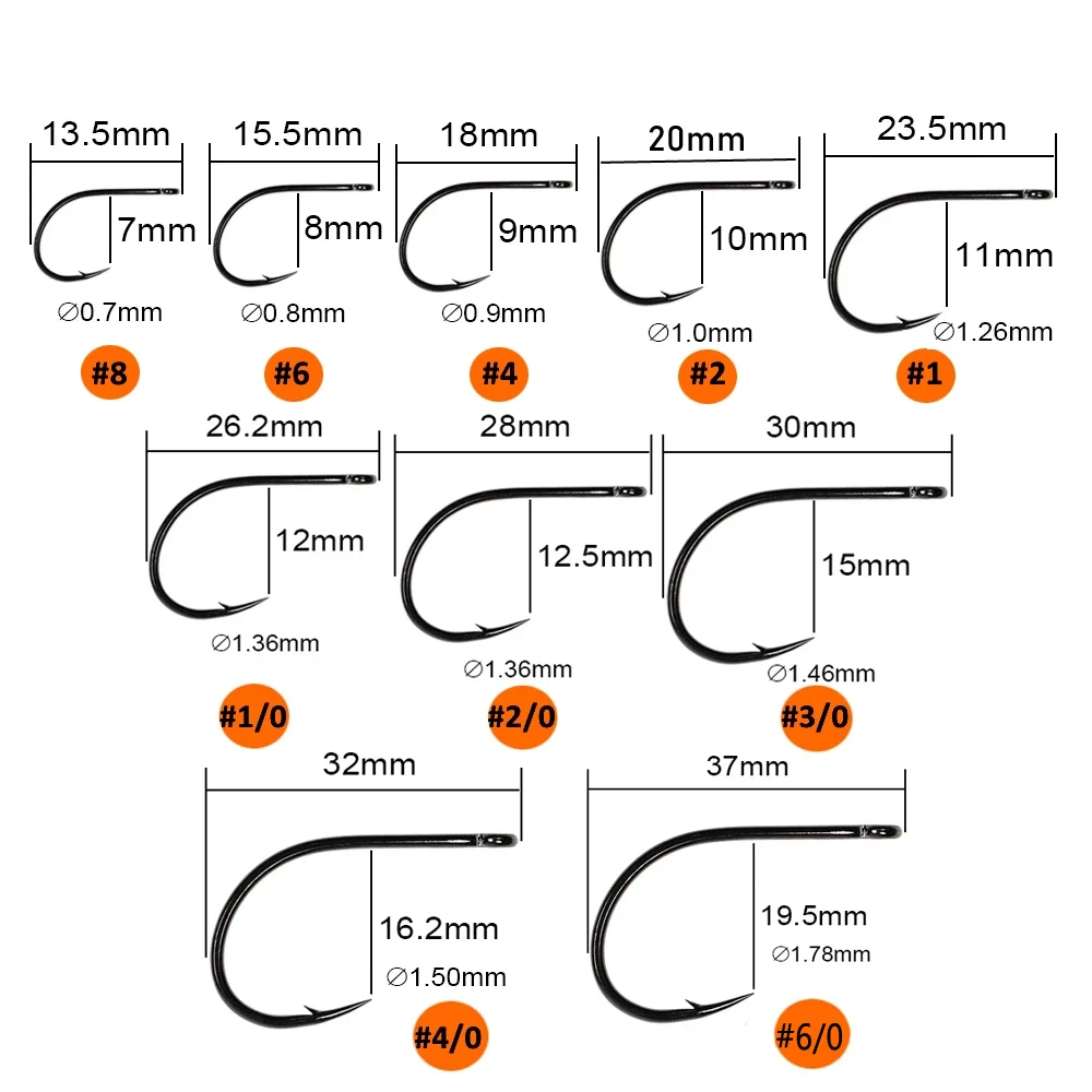 Wifreo-anzuelo de acero al carbono con púas de 100 piezas, anzuelo de tubo de remolque para tarpón, moscas, atado, mango corto - imagen 4