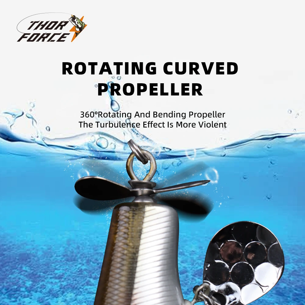 THORFORCE 70mm 14g Popper Wobbler cebo flotante Topwater cola giratoria señuelo Whopper señuelos de agua salada aparejos de Lucio Artificial - imagen 5