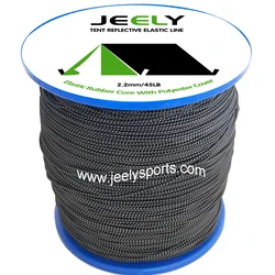 Cuerda elástica para chaqueta de poliéster de 50m y 2,2mm con rastreadores reflectantes, cuerda para tienda de campaña de Color negro