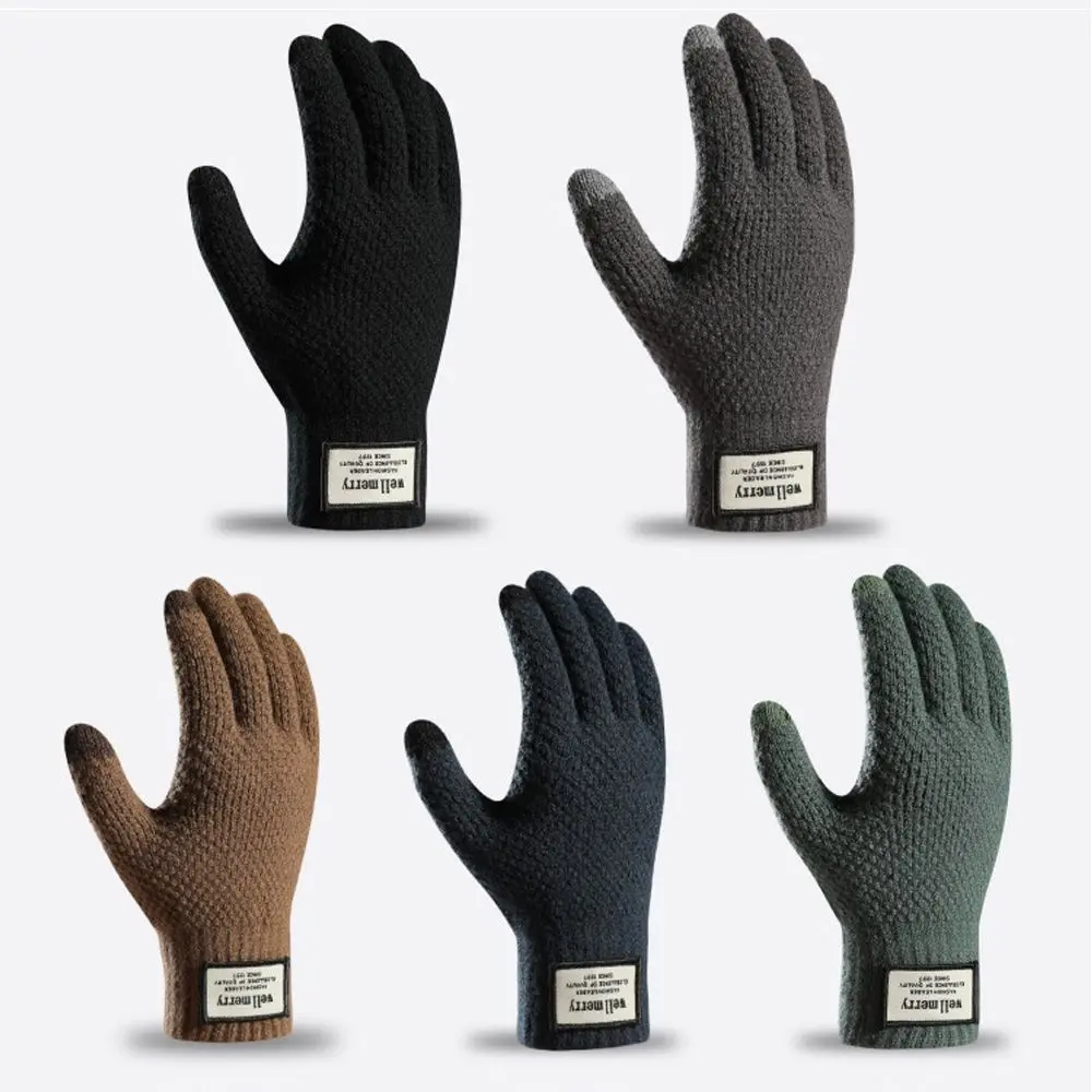 Invierno otoño alta calidad negocios espesar pantalla táctil manopla masculina lana cachemira hombres guantes