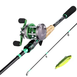 Sougayilang Combo Baitcasting Caña y Carrete Fibra de Carbono Lubina