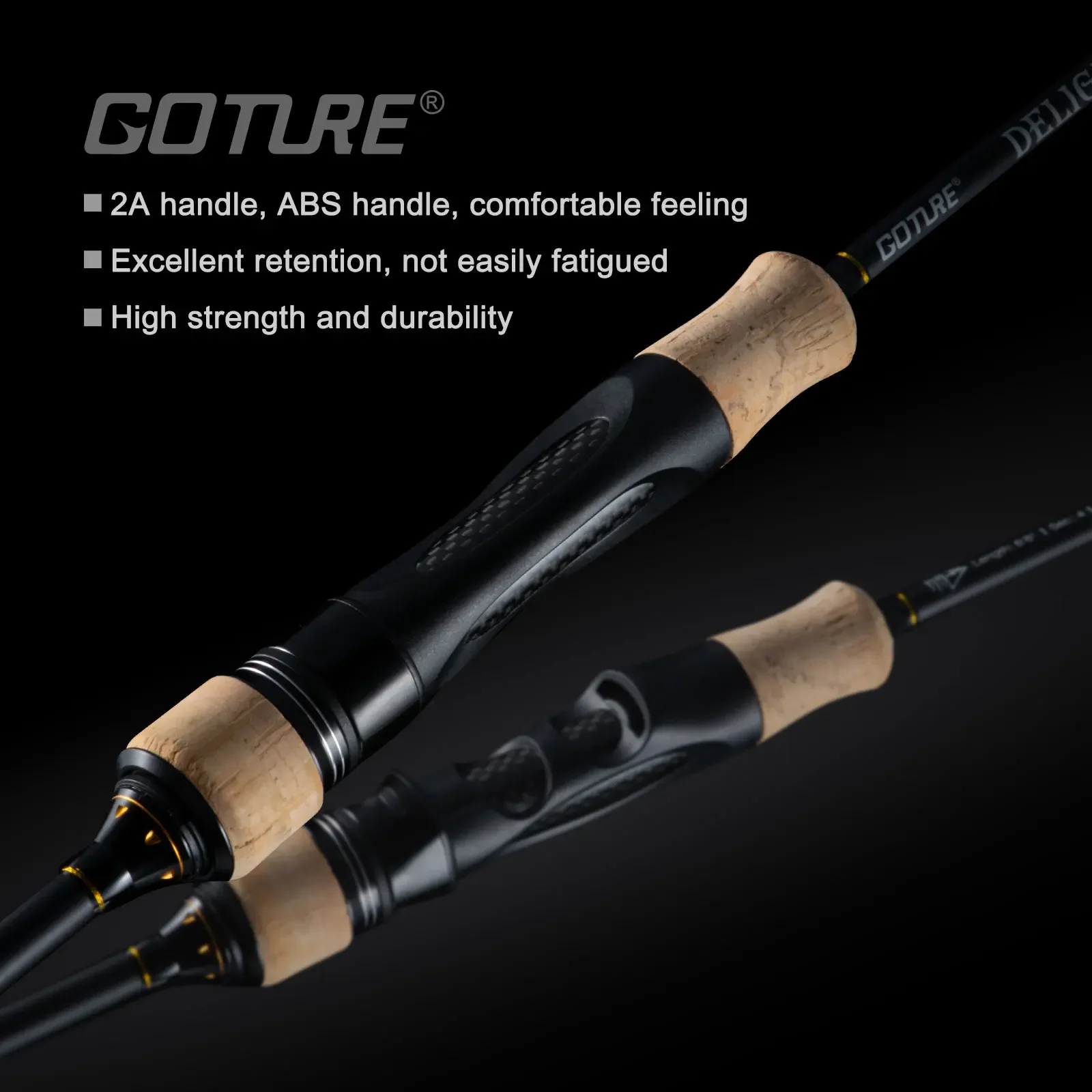 Goture DELIGHT 1,8 m-2,2 m anillo guía Fuji caña giratoria de pesca de trucha mango de madera ultraligero poste de agua dulce de agua salada - imagen 4