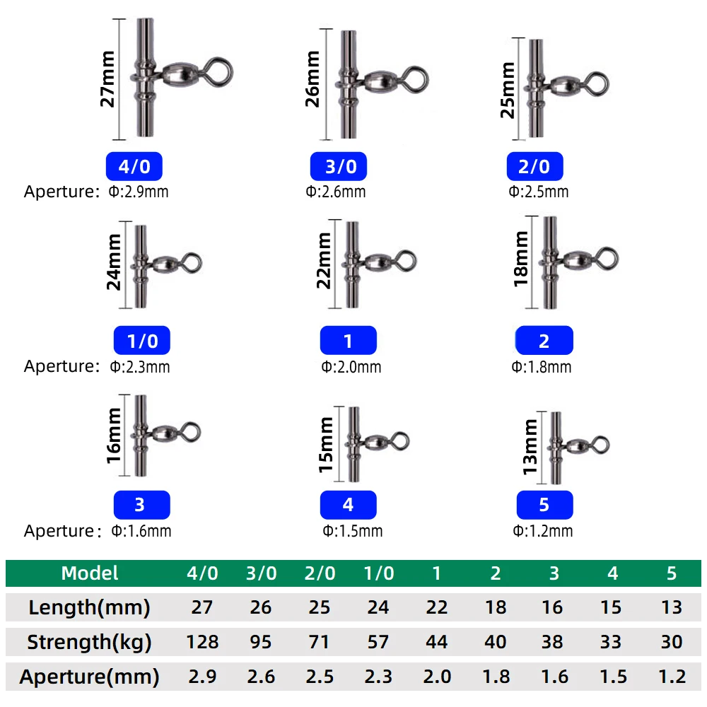 30 Uds. De grúa giratoria de línea cruzada, latón resistente en forma de T, tres y 3 vías, aparejos de pesca giratorios, manga de engarzado, conector giratorio de pesca - imagen 5