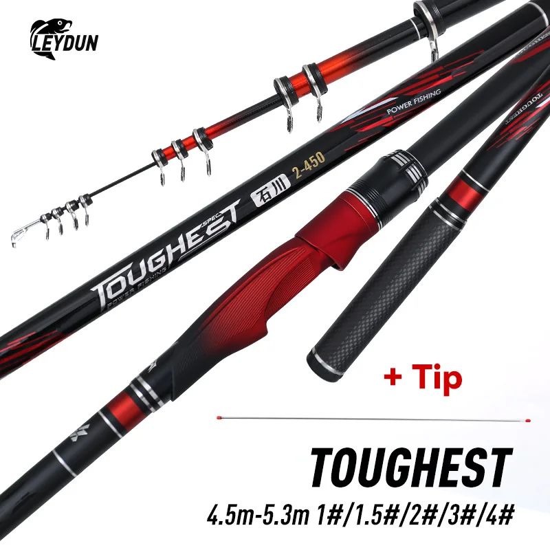 LEYDUN-caña de pescar ISO 450, 530, Surfcasting telescópico ligero, Spinning 1,0, 1,5, 2,0, 3,0, 4,0