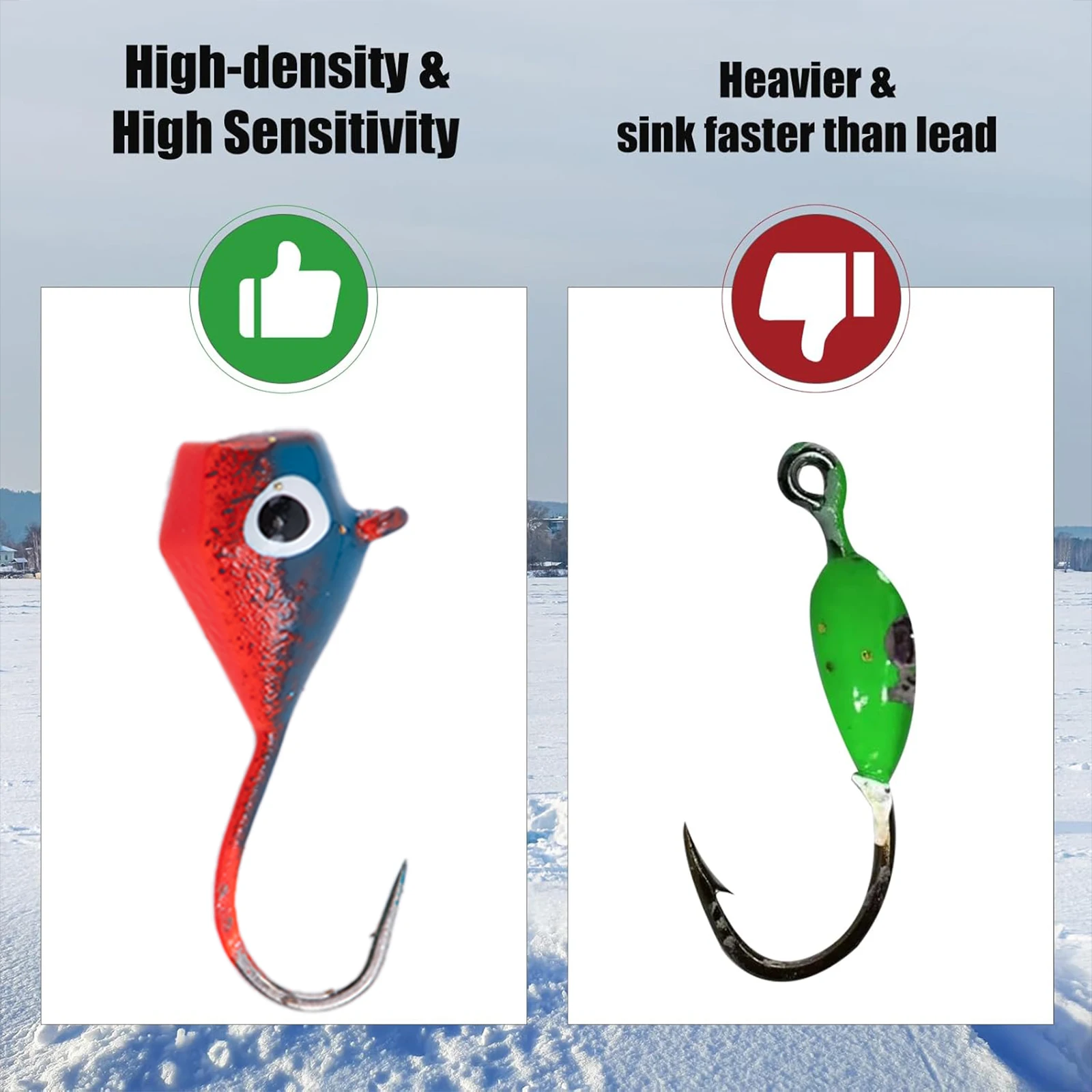 Goture Señuelos de tungsteno para pesca en hielo y agua salada