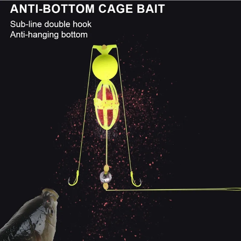 Grupo de líneas de carpa europea, jaula de cebo de resorte, juego de línea de PE, gancho de cuerda de púas recubierto de goma, juego de pesca con múltiples ganchos, 2 uds. - imagen 5