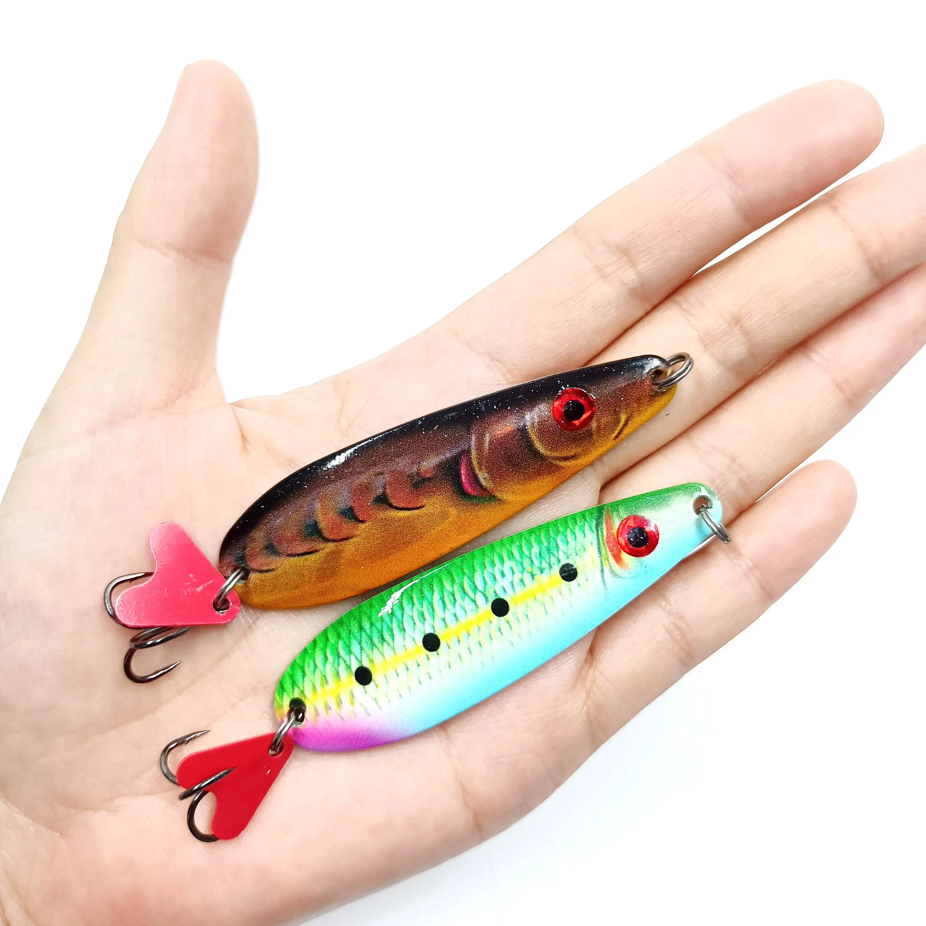 DUODUOYU 1PCS Grote Metalen Lepel Vissen Lokken 18g/75mm 3D Spinner Isca Kunstmatige Harde aas Wobbler Forel Lokken bas Visgerei