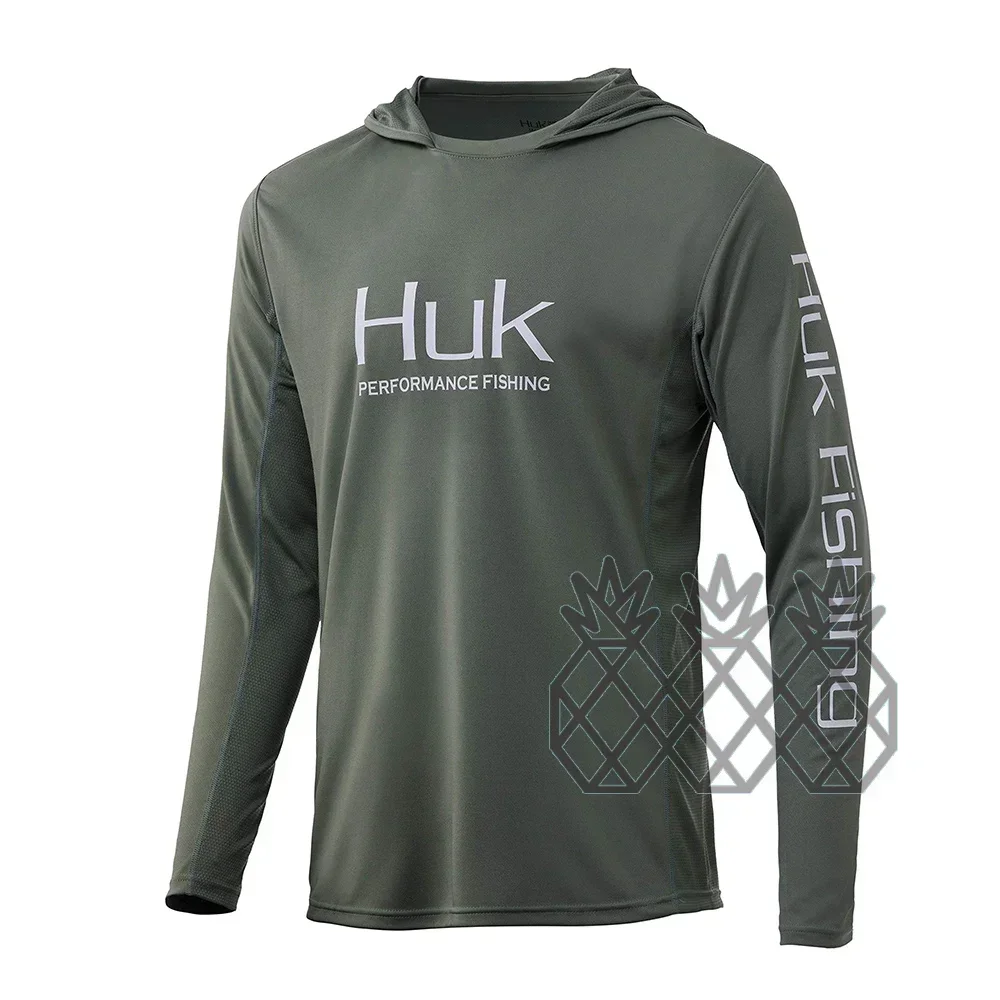 HUK-camisas con capucha De Pesca para hombre, sudadera De manga larga con protección UV, transpirable, antimosquitos, camisetas finas De Pesca