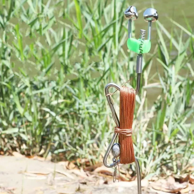 Anzuelo de pesca automático, artefacto integrado de acero inoxidable grueso, desenganche, línea de mano, inserción de suelo, hierba, carpa - imagen 3