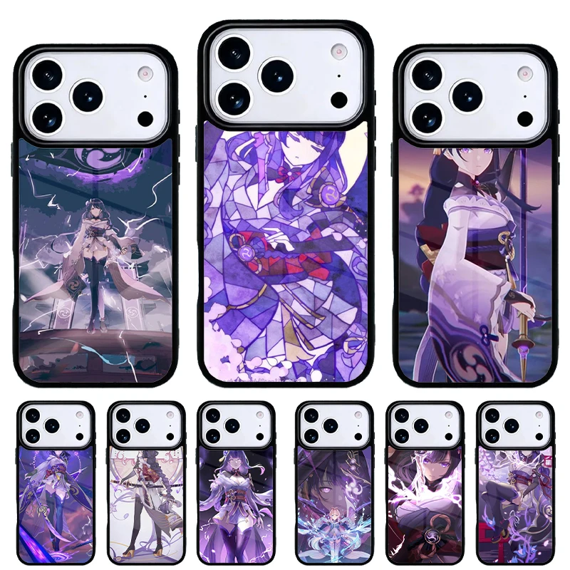 Funda Genshin Impact Raiden Shogun para iPhone 15/14/13 Pro Max
