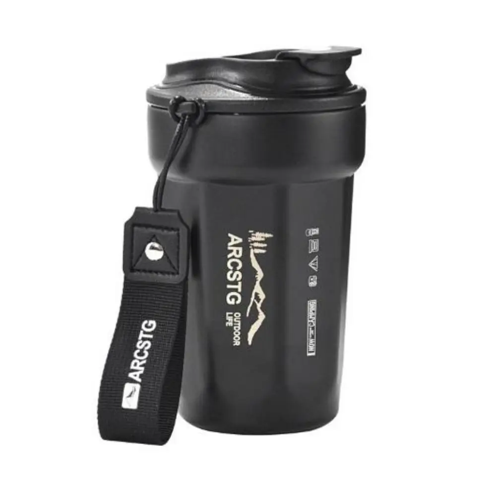 Taza de café con aislamiento octogonal de acero inoxidable 316, taza de agua para coche negra/roja de 440ml, taza de acompañamiento portátil - imagen 3