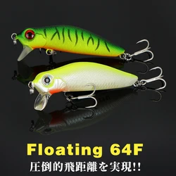 TSURINOYA DW71 señuelo de pesca flotante Minnow 64F 64mm 6g lubina 0-30cm rango poco profundo manivela cebo sistema de peso de tungsteno