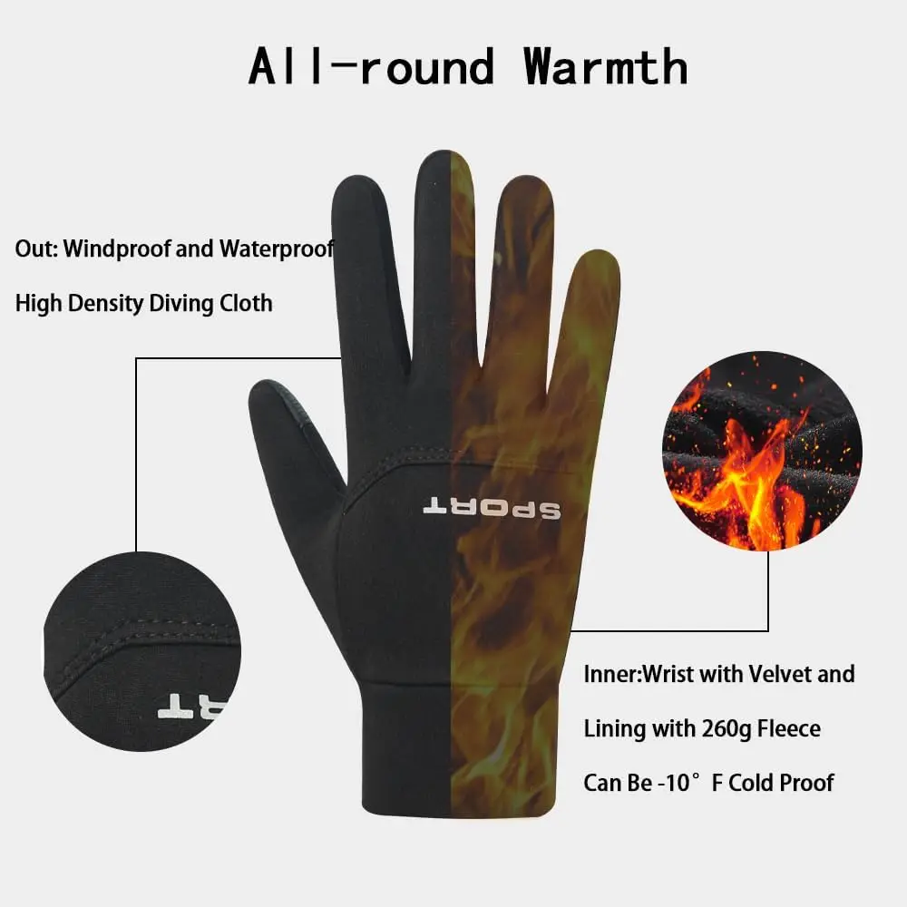 Guantes al aire libre resistentes al viento e impermeables pantalla táctil pulgar y dedo índice yemas de los dedos guantes cálidos para correr ciclismo - imagen 3