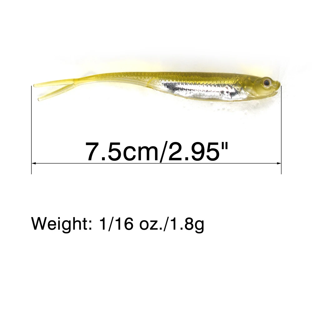 MNFT-señuelo de silicona suave para pesca, gusano de pesca, Swimbaits, paleta de cola de sábalo, paleta de pececillo, 7,5 cm, 1,8g - imagen 4