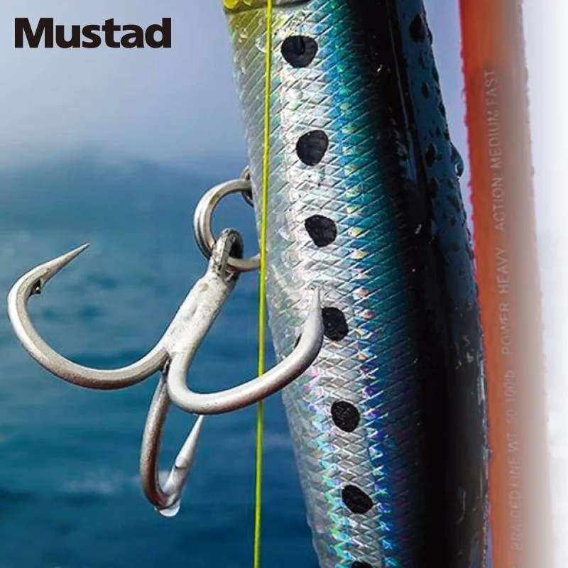 Mustad-anzuelos de púas para pesca en aguas profundas, anzuelos triples de agua salada, juego grande fuerte 7X, 36328NP-DS, 2 uds. - imagen 5
