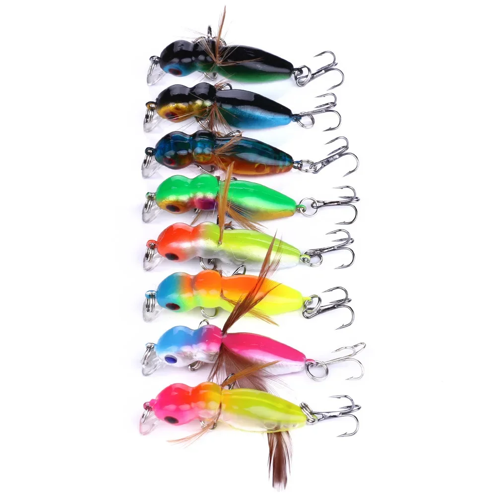 1 Uds. Cebo de pesca en forma de abeja, señuelos de abejorro de insectos artificiales, aparejos de pesca de lubina Topwater Crankbait 45mm 3,5g con 12 #   Ganchos - imagen 2