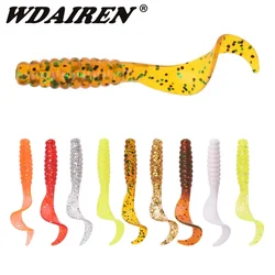 10 Uds. Señuelos de Pesca de gusanos, cebo suave de silicona con olor a pescado, 4,8 cm, 1,2g, cebo Artificial con sal, carpa, lubina, Pesca Takcle