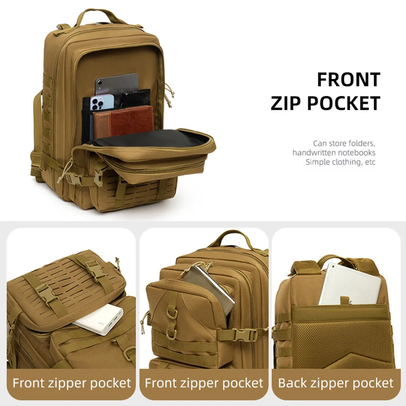 Mochila táctica Molle de pesca de 50L, bolsa de aparejos para almacenamiento de equipo de pescado, bolsas de caza para senderismo al aire libre, mochila organizadora de señuelos - imagen 5