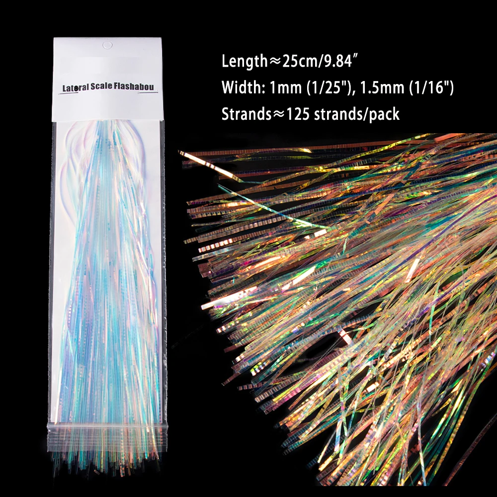 Linternas de escala Lateral para agua salada, hebras de Flashbou, Spinnerbait, Minnow, Streamer, cebos de pesca, materiales de atado de moscas - imagen 3