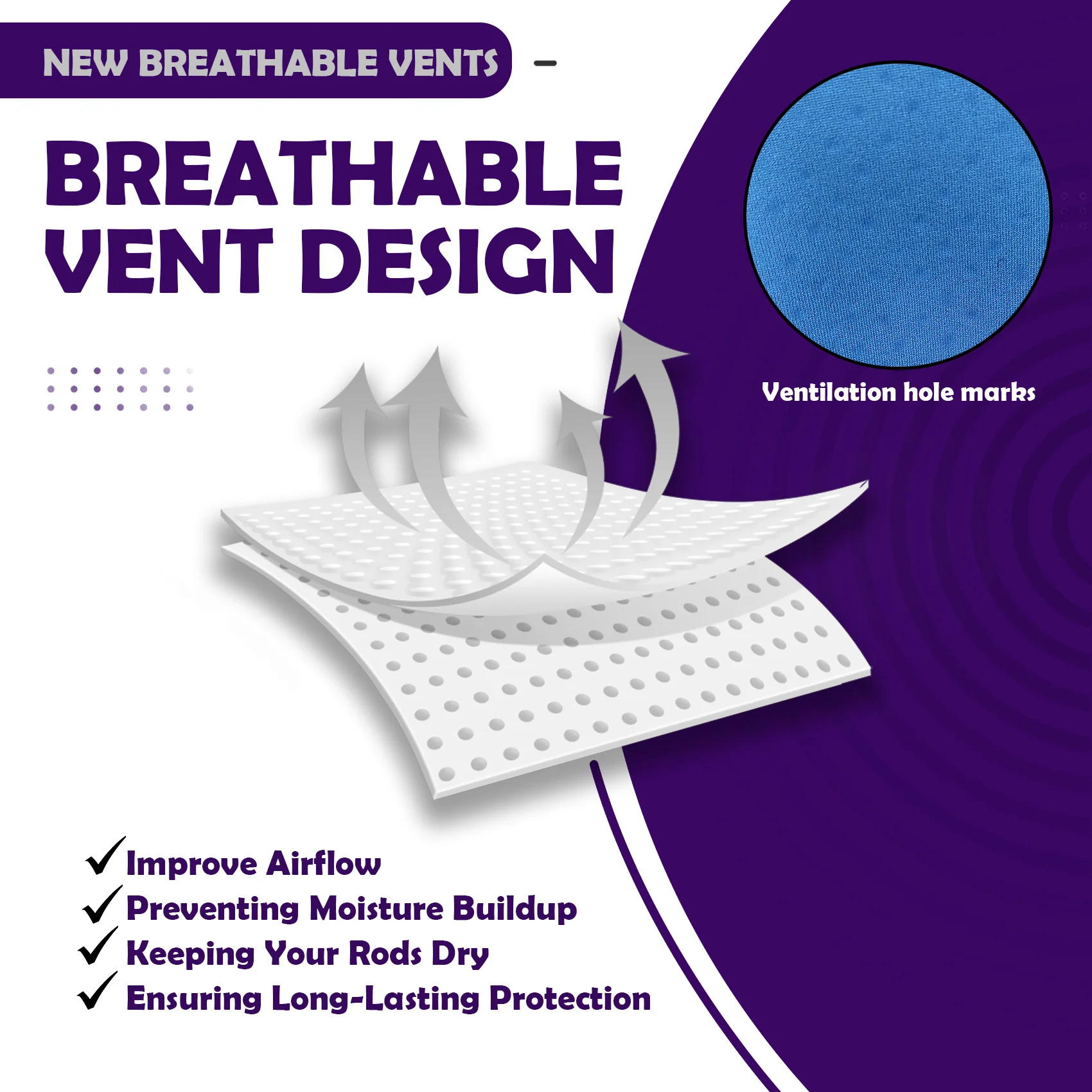 Aventik Funda de caña de pescar transpirable de neopreno, cubierta de caña flotante, calcetín protector etiquetado para caña de pescar de fundición giratoria - imagen 5