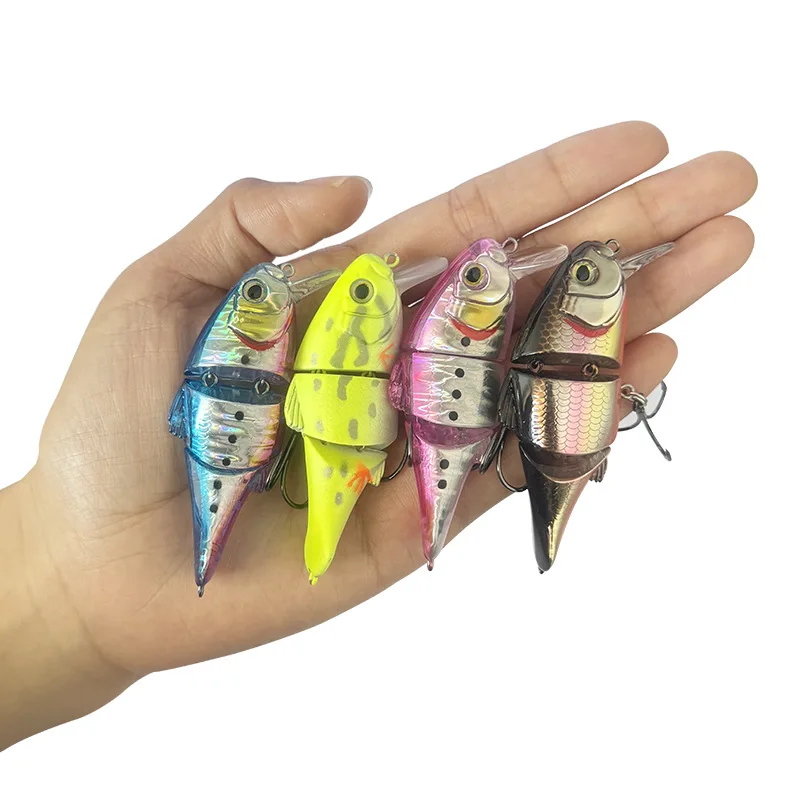 Señuelos de pesca flotantes de 7,2 cm y 9,3g, cebos de natación deslizantes con cuerpo de Triple articulación, cebo duro Artificial flotante, Wobblers para Lucio - imagen 2