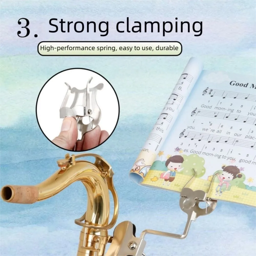 Soporte para trompeta para instrumentos musicales, soporte con abrazadera de Metal, Clip para marchar, partituras de instrumentos de latón - imagen 3