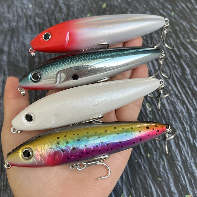 Señuelos tipo lápiz flotantes de 18g y 100mm, Skitter de agua salada, trucha, lubina, Swimbait, perros de agua superior, cebo duro Artificial, suministros de Pesca Wobbler - imagen 2