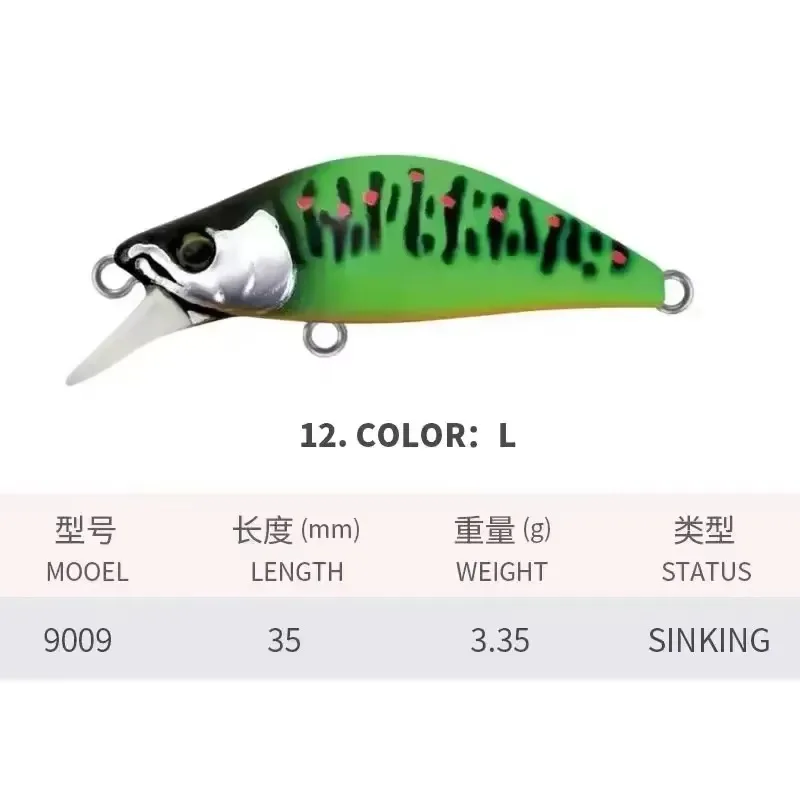 1 Uds 35mm 3,35g hundimiento Mini pececillo para Pesca cebo Artificial japonés corriente trucha lubina aparejos de pesca Isca Pesca Minnow - imagen 5