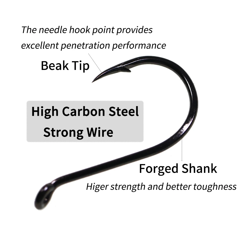 Lionriver 10 unids/bolsa 3/0 -8/0 pico de pulpo anzuelo compensado de acero rico en carbono pesca de agua salada Livebait/gancho de aparejo de presión - imagen 4