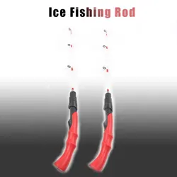 Caña de pescar en hielo, mango ergonómico pequeño y portátil, agarre cómodo, muy práctica, adecuada para pesca en hielo en invierno y diversión