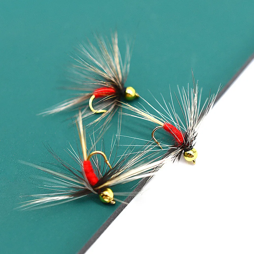 MNFT 10PCS 14 #   Cobre Beadhead trucha ninfa cuerpo rojo pesca moscas cebo Artificial - imagen 3