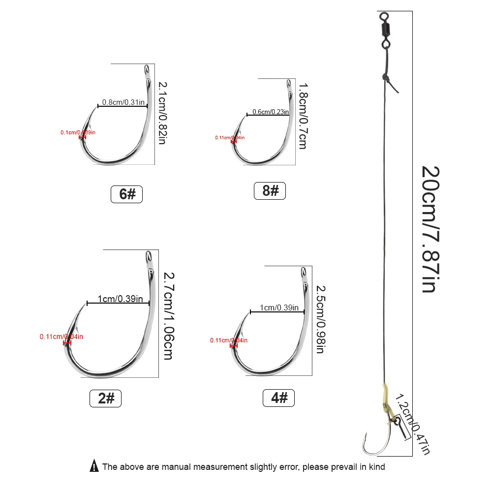 FISH KING-anzuelo de pesca de carpa, 6 piezas, con tornillo de cebo/anillo giratorio, vástago curvo fuerte, aparejo para accesorios de pesca de carpa - imagen 4