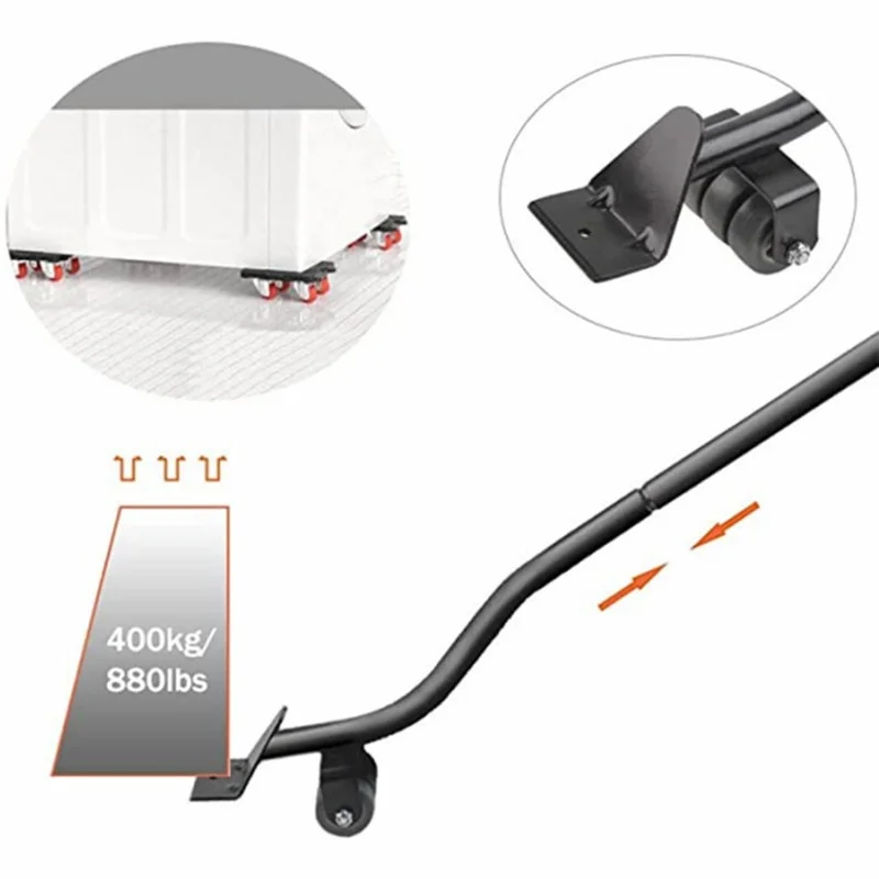 6 unids/set juego de mudanzas muebles herramienta movimiento elevador transporte cosas pesadas rueda móvil barra rodillo herramientas mano - imagen 3