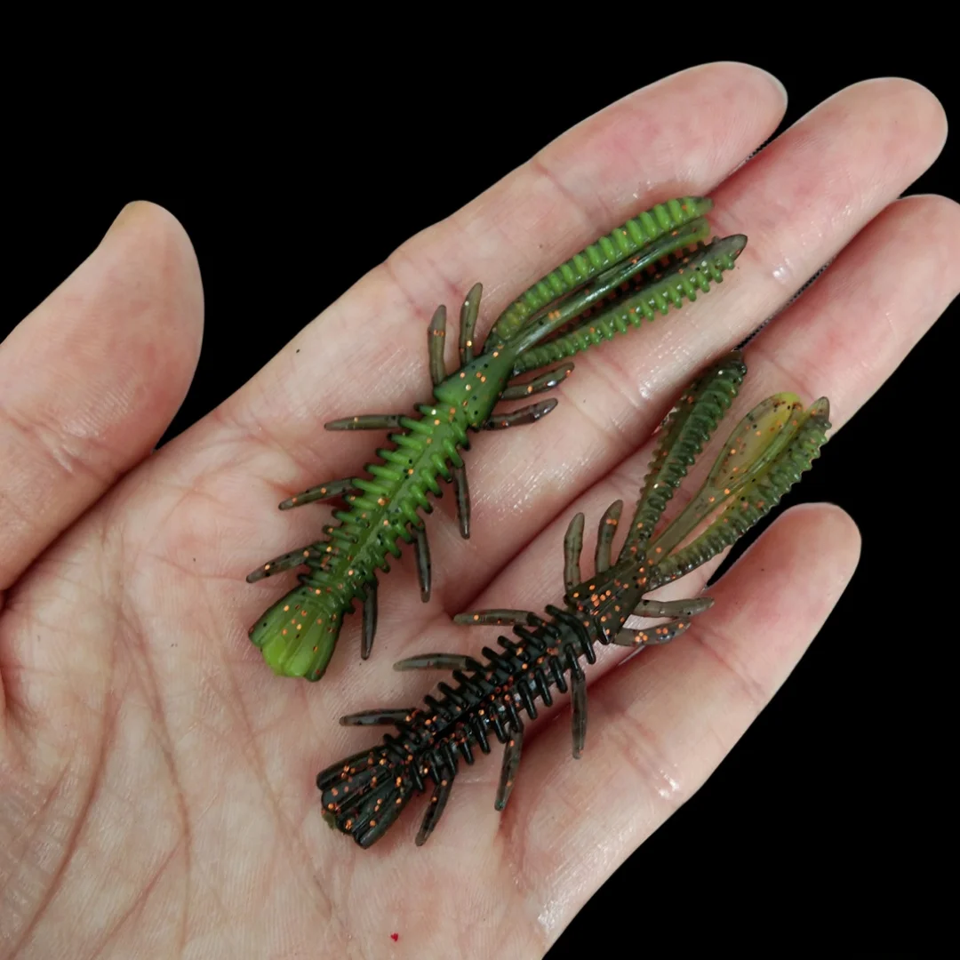 Señuelos blandos flotantes para Pesca, cebo de Camarón, gusano de silicona, Wobbler, trucha, lubina, Texas, 100 piezas, 6cm - imagen 3