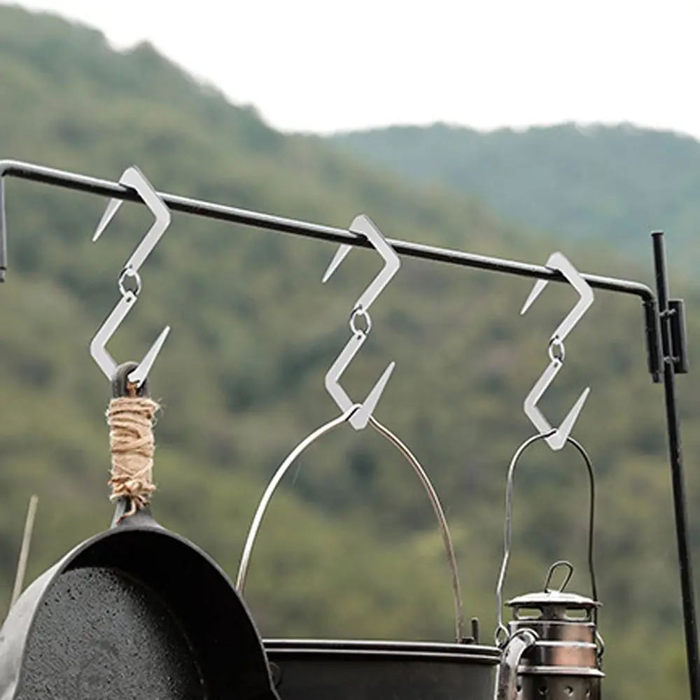 Colgador portátil de acero inoxidable, accesorios de Camping, estante de almacenamiento, gancho colgante en forma de S, soporte para lámpara - imagen 2