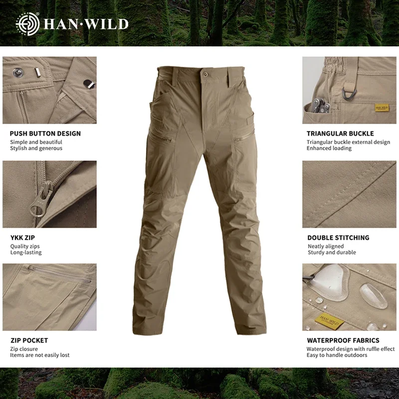 Pantalones de secado rápido para hombre, pantalones de pesca tácticos ligeros para senderismo al aire libre, pantalones Cargo de nailon, ropa de trabajo informal para gimnasio - imagen 5