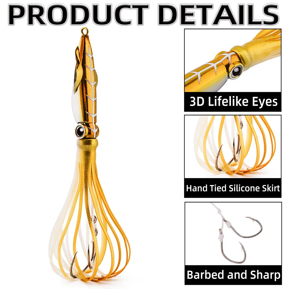 1 unidad 100g 150g 200g 250g cabeza de Metal Inchiku Jig alambre cebo falda de pulpo Pesca Jigging señuelo Artificial Pesca Leurre cebo duro - imagen 4