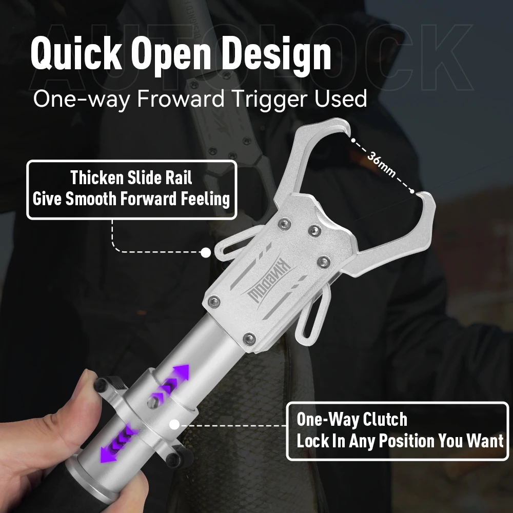 Kingdom-pinza de pesca de aluminio, controlador de pescado portátil de 30/40/60cm, recogedor de labios profesional, equipo de aparejos de pesca - imagen 5