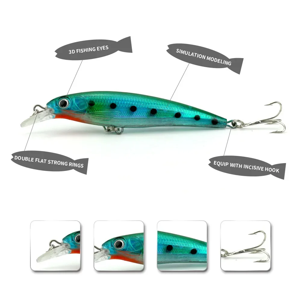 Señuelo de pececillo verde de 110MM y 13,6g para pesca de carpa, accesorios de cebo giratorio, anzuelos de plantilla, herramienta Wobblers, señuelo deportivo para peces - imagen 3