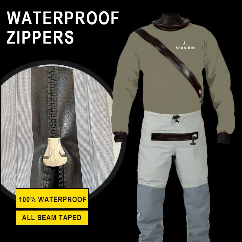 Traje seco de entrada frontal con calcetines con cremallera en relieve para canoa, navegación, remo, Rafting, pesca, kayak en condiciones extremas - imagen 3