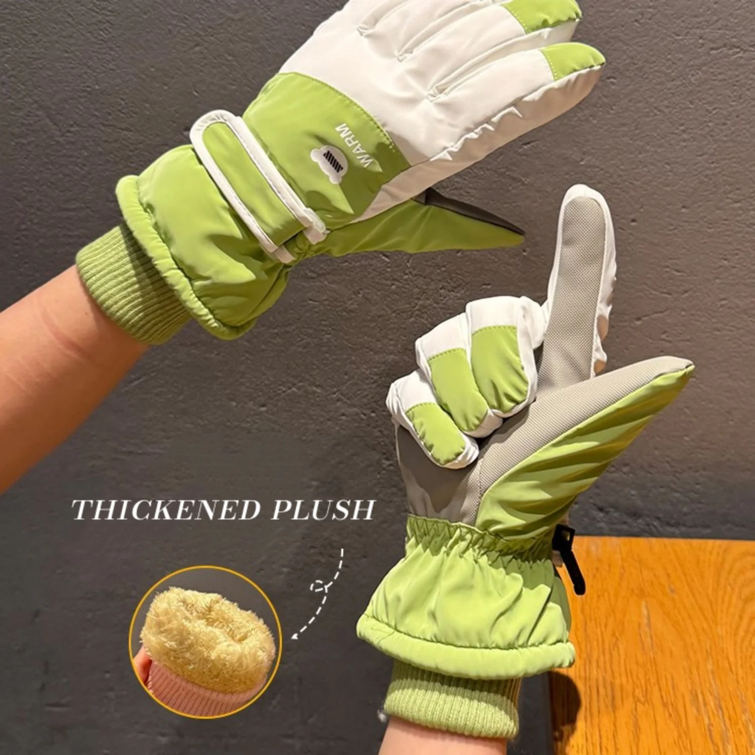 Guantes de esquí de invierno, manoplas de paleta de colores de macarrón a la moda, guantes con pantalla táctil de dedo completo para ciclismo, montar, esquiar, acampar - imagen 2