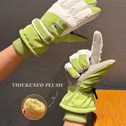 Guantes de esquí de invierno, manoplas de paleta de colores de macarrón a la moda, guantes con pantalla táctil de dedo completo para ciclismo, montar, esquiar, acampar