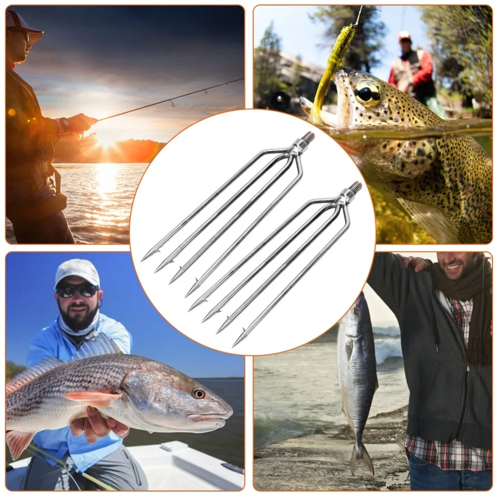 Arpón de acero inoxidable con 4 puntas, arpón de pesca con tornillo de 8mm, lanza de pesca con púas de alta dureza, captura de peces grandes, 2 uds. - imagen 3