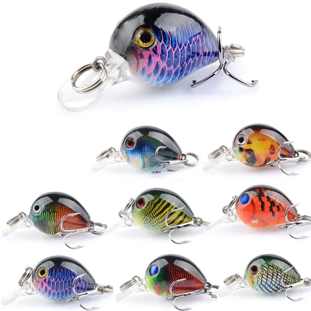 Nueva pesca de carpa Wobbler CrankBait BKK gancho único Rock Luya láser falso señuelo pequeño hombre gordo agua flotante 3,3 CM/2G - imagen 2