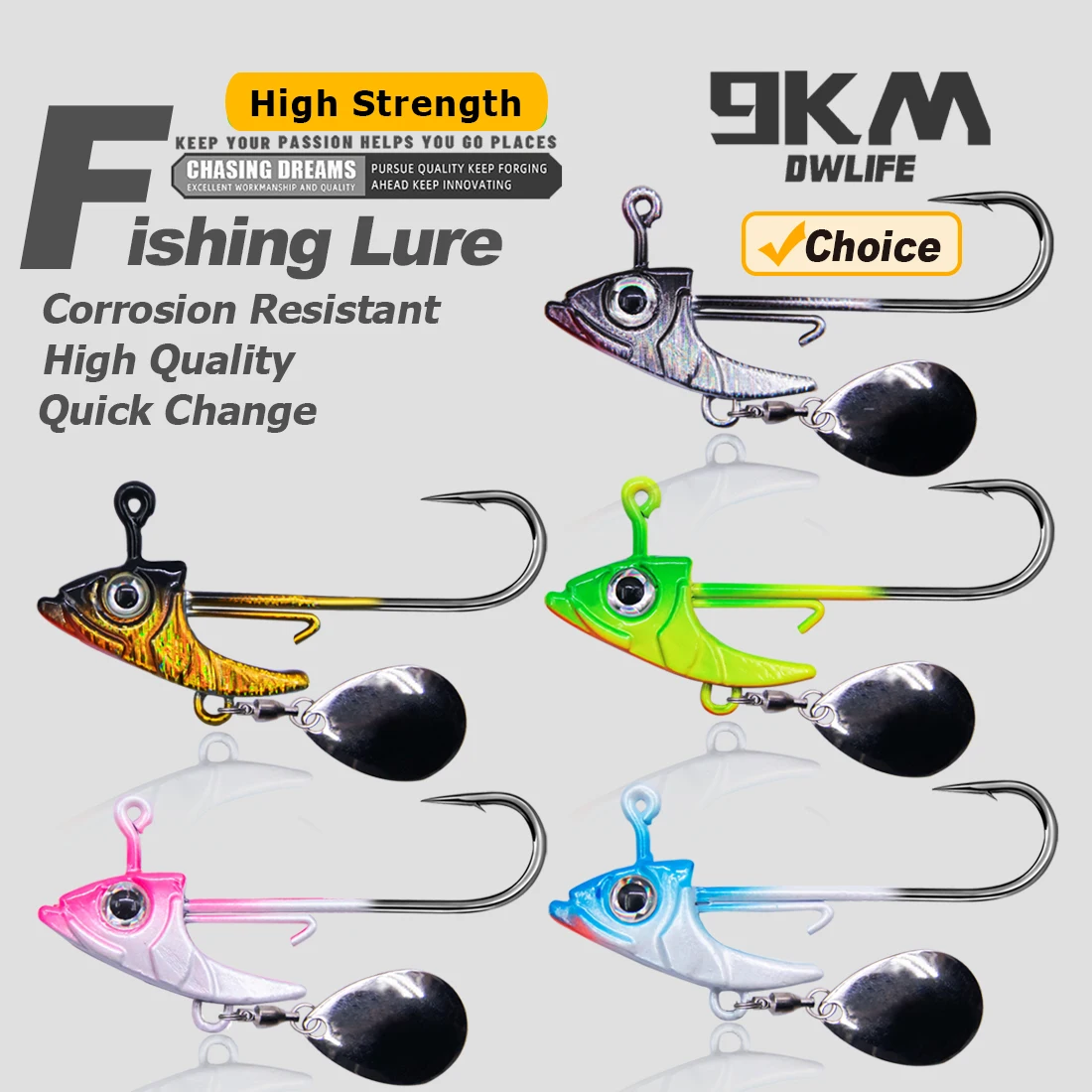 Cabezal de anzuelo Swimbait de 9KM, cabezal de anzuelo triangular de 7,5 ~ 15g para señuelo de gusano suave, con cuchara de lentejuelas, cabeza de pez biónico de 5 ~ 10 Uds a granel