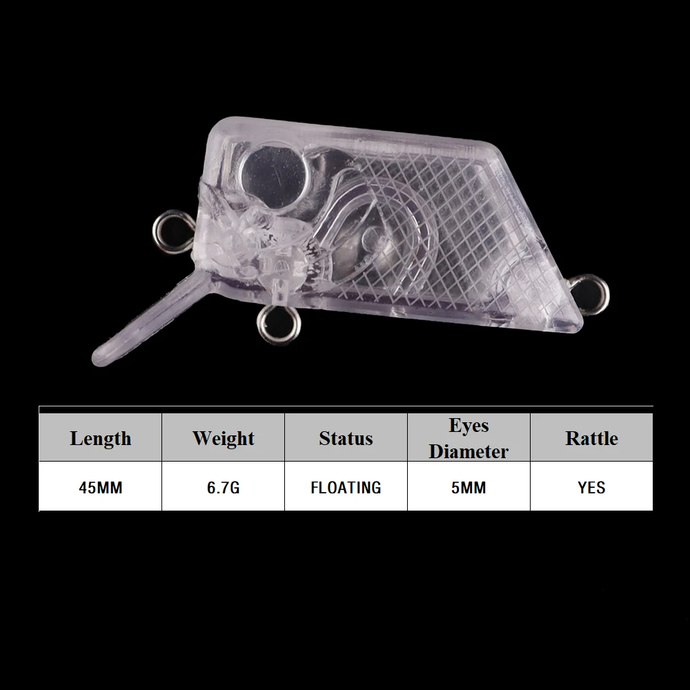 Chan'sHuang 30 Uds. Cebo en blanco sin pintar 4,5 cm/6,7g sonajero flotante cubo Crankbait DIY señuelo de pesca Artificial hecho a mano - imagen 3