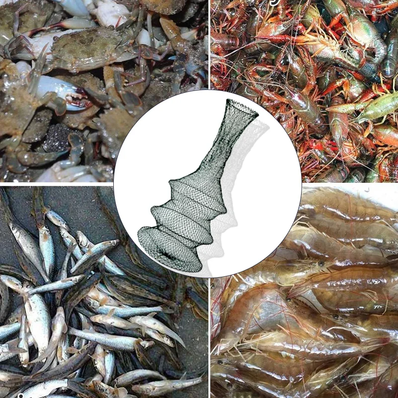 SANLIKE-red de pesca plegable telescópica, malla de nailon de secado rápido, cesta de pesca, redes de inmersión, herramienta de aparejos de bolsillo protectora suave - imagen 4