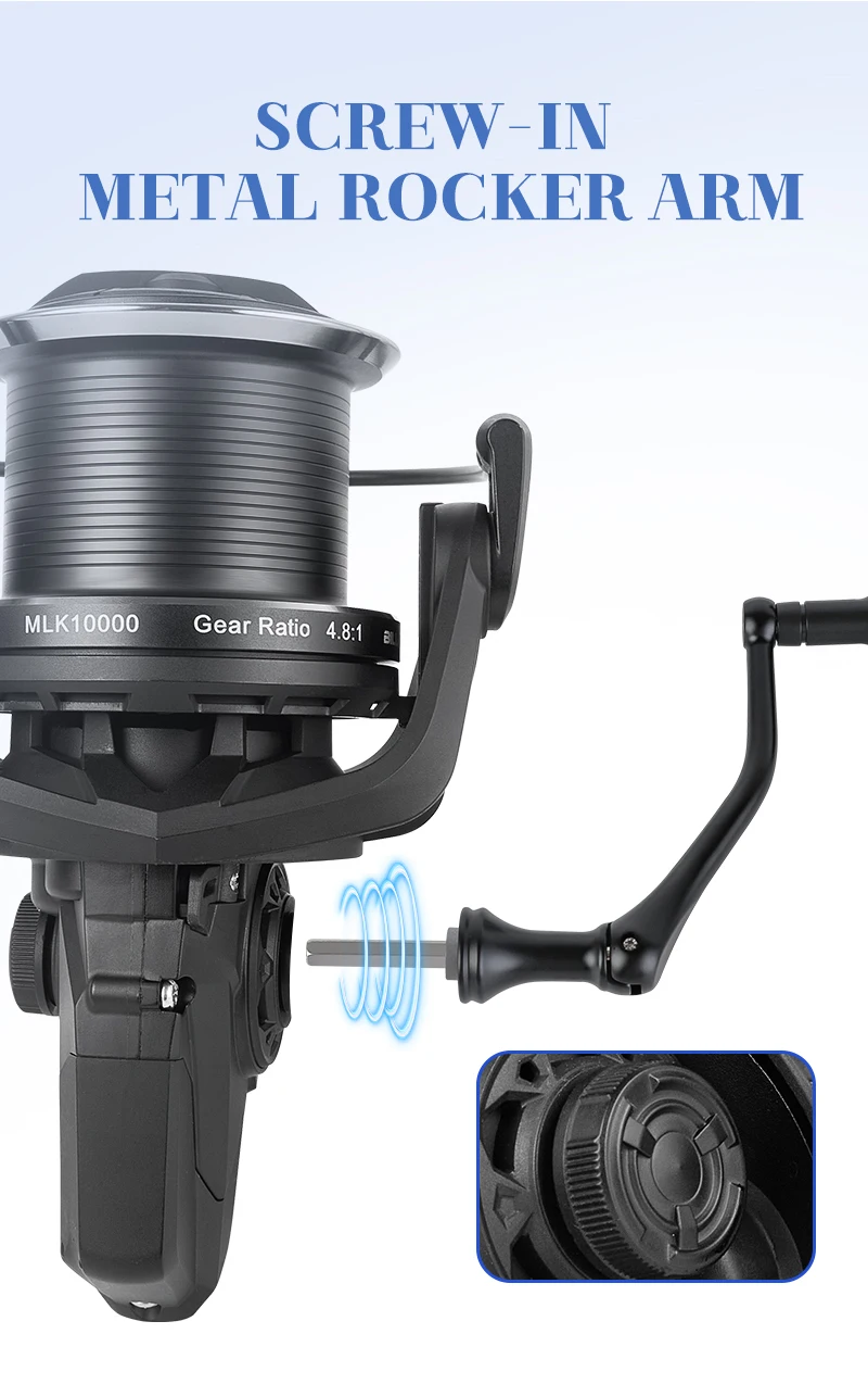 Carrete de pesca giratorio grande de 20KG, carrete de aleación de aluminio serie 8000-14000, carrete de pesca 4,8: 1, carretes de pesca baitcasting - imagen 5