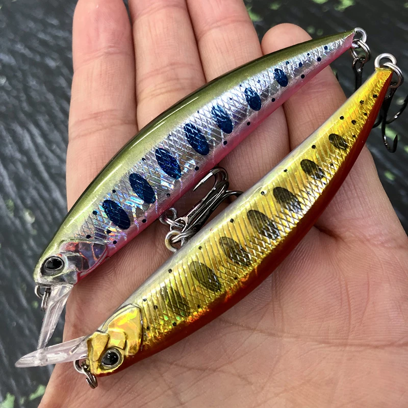 Señuelos de Pesca de pececillo que se hunden, cebo duro Artificial, Wobbler para trucha de agua salada, Swimbait de plástico, equipo Jerkbait, 80mm, 12g - imagen 3