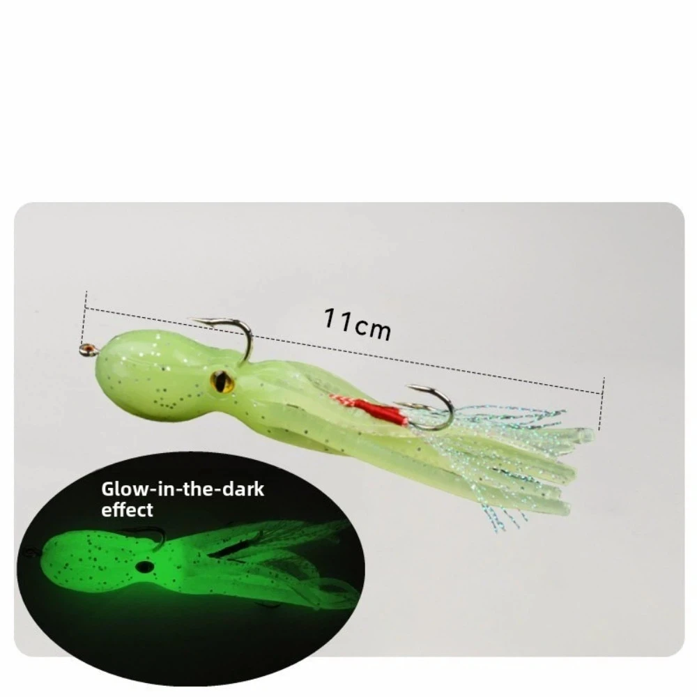 Señuelo de pesca de contrapeso incorporado, 2 uds., 11cm de longitud, 22g de peso, cebo suave, Material de silicona, cebos de pulpo de cola larga - imagen 5